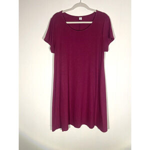 Old Navy Mini Swing Shift Dress Linen Blend Boysenberry Size Large Flirty